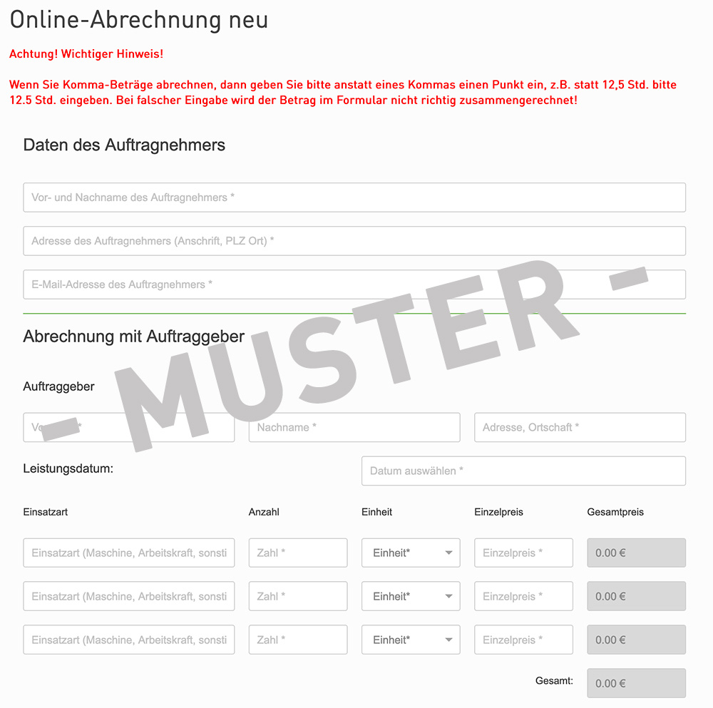 Muster-Grafik der Online-Abrechnung